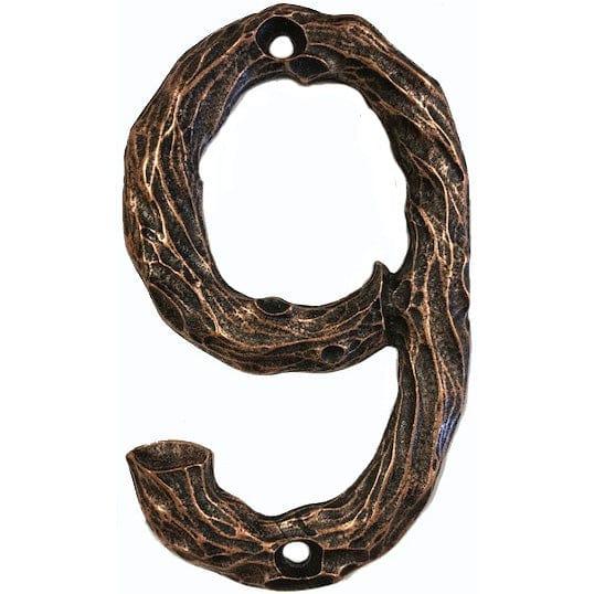 LHN9-AC Log House Number 9, Antique Copper, 1 piece